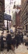 Thornton Oakley News Vendor on Broadway oil painting